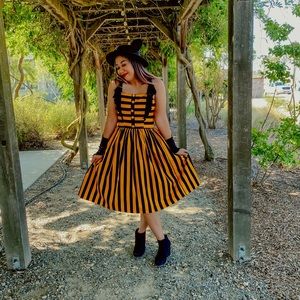 Unique Vintage Orange Stripes Halloween Molly Dress Magnolia Park